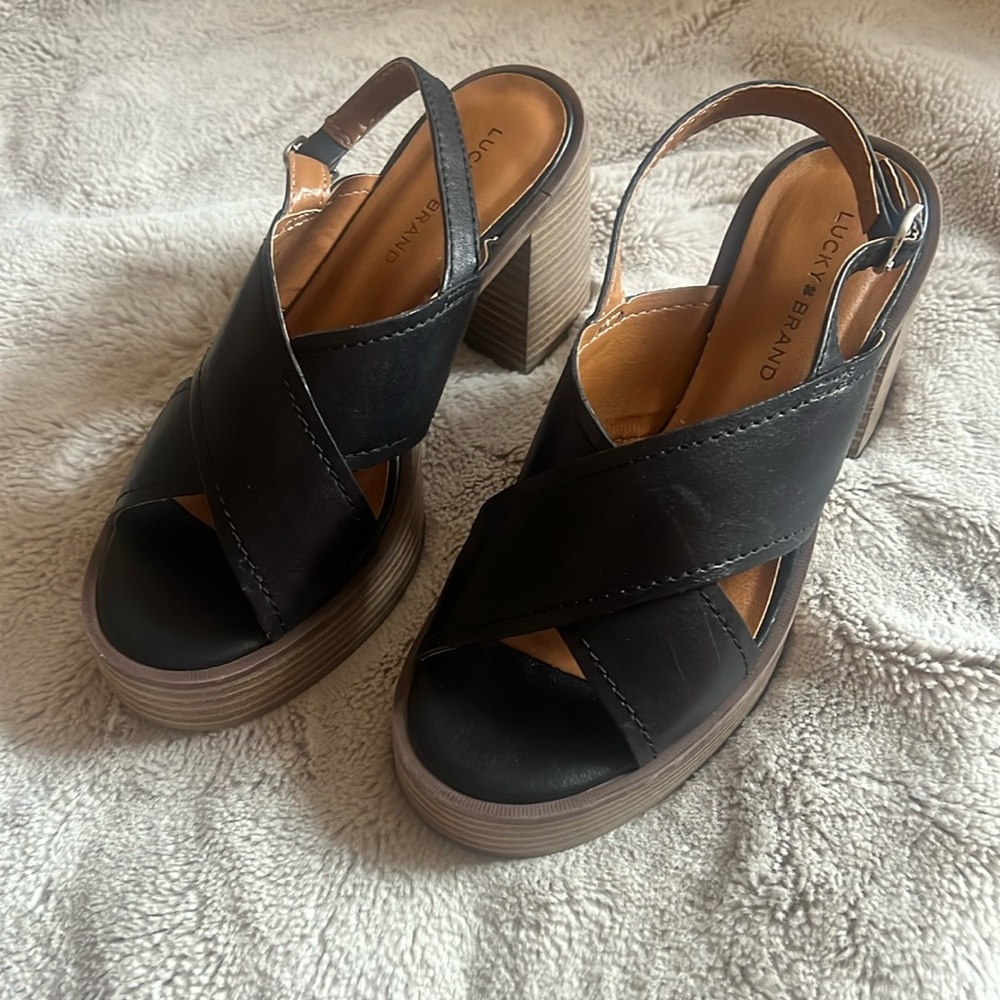 Lucky Brand Chunky Leather Heels